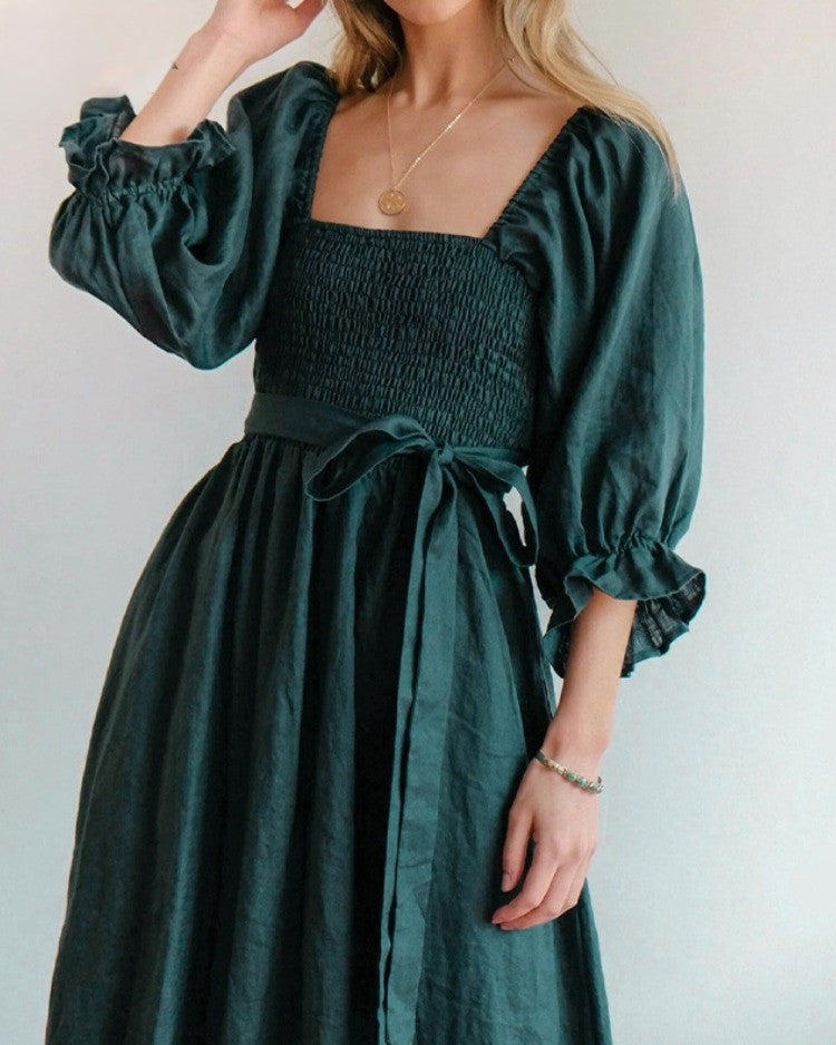 Bente™ - Vestido francés con mangas con volantes