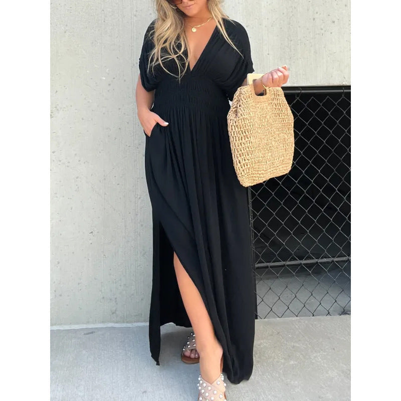Loïs™ - Vestido largo con escote en pico y abertura