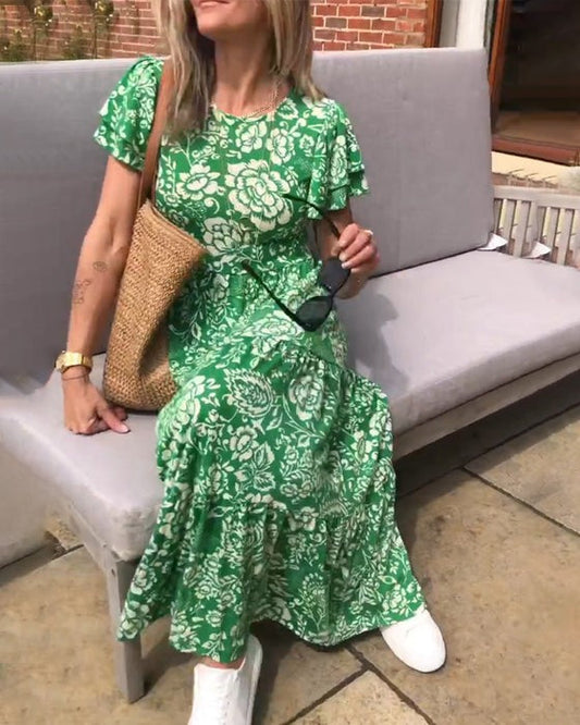 Ane™ - Lång elegant klänning med blommigt tryck