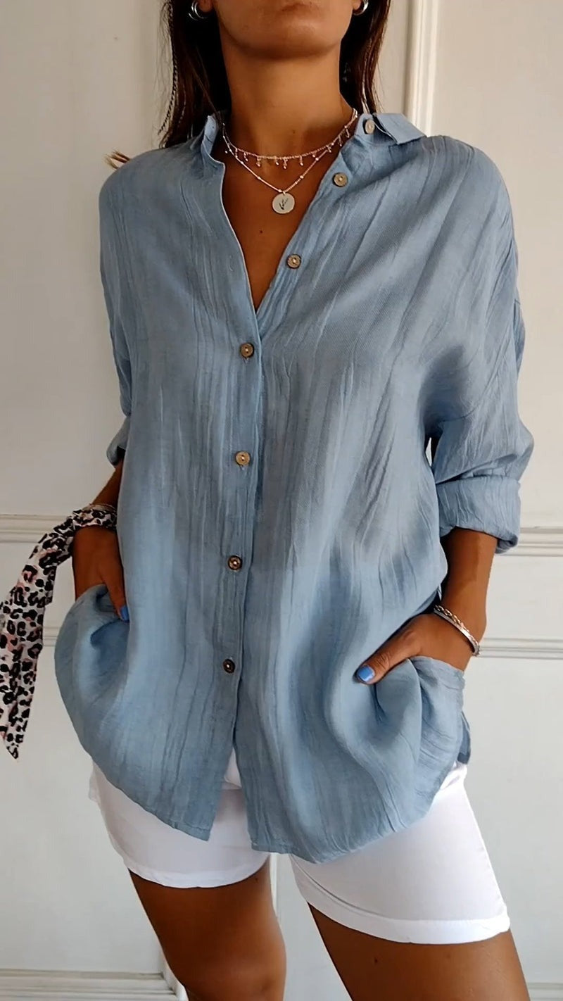 Saskia™ - Elegant skjorte med plisseret frisure
