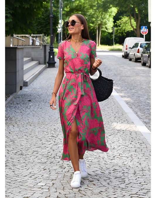 Anna™ - Klänning med blommönster vår/sommar