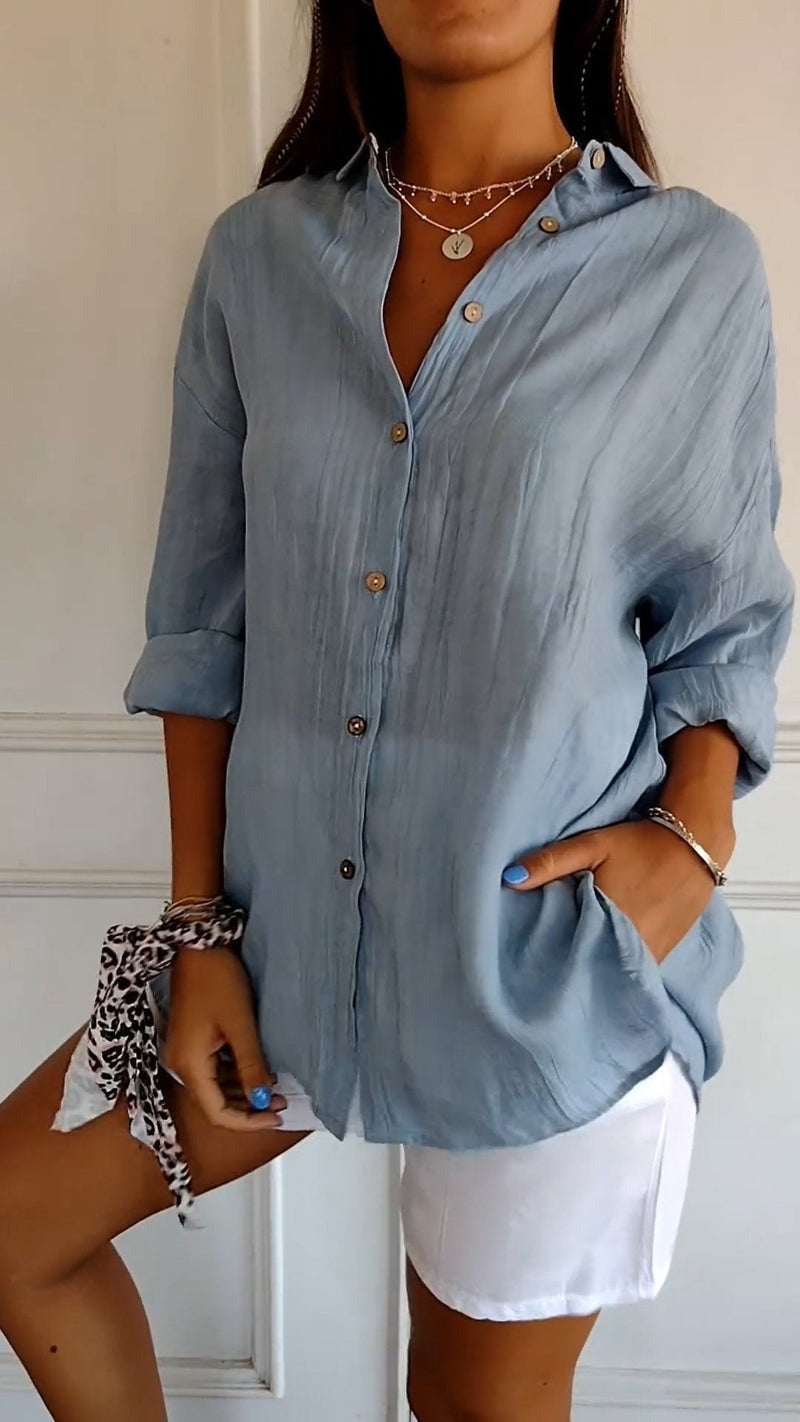 Saskia™ - Elegant skjorte med plisseret frisure