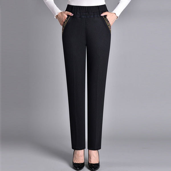 Linda® - Jeans de mujer con bolsillos laterales y cintura elástica