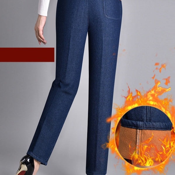 Linda® - Jeans de mujer con bolsillos laterales y cintura elástica