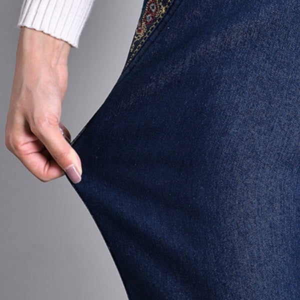 Linda® - Jeans de mujer con bolsillos laterales y cintura elástica