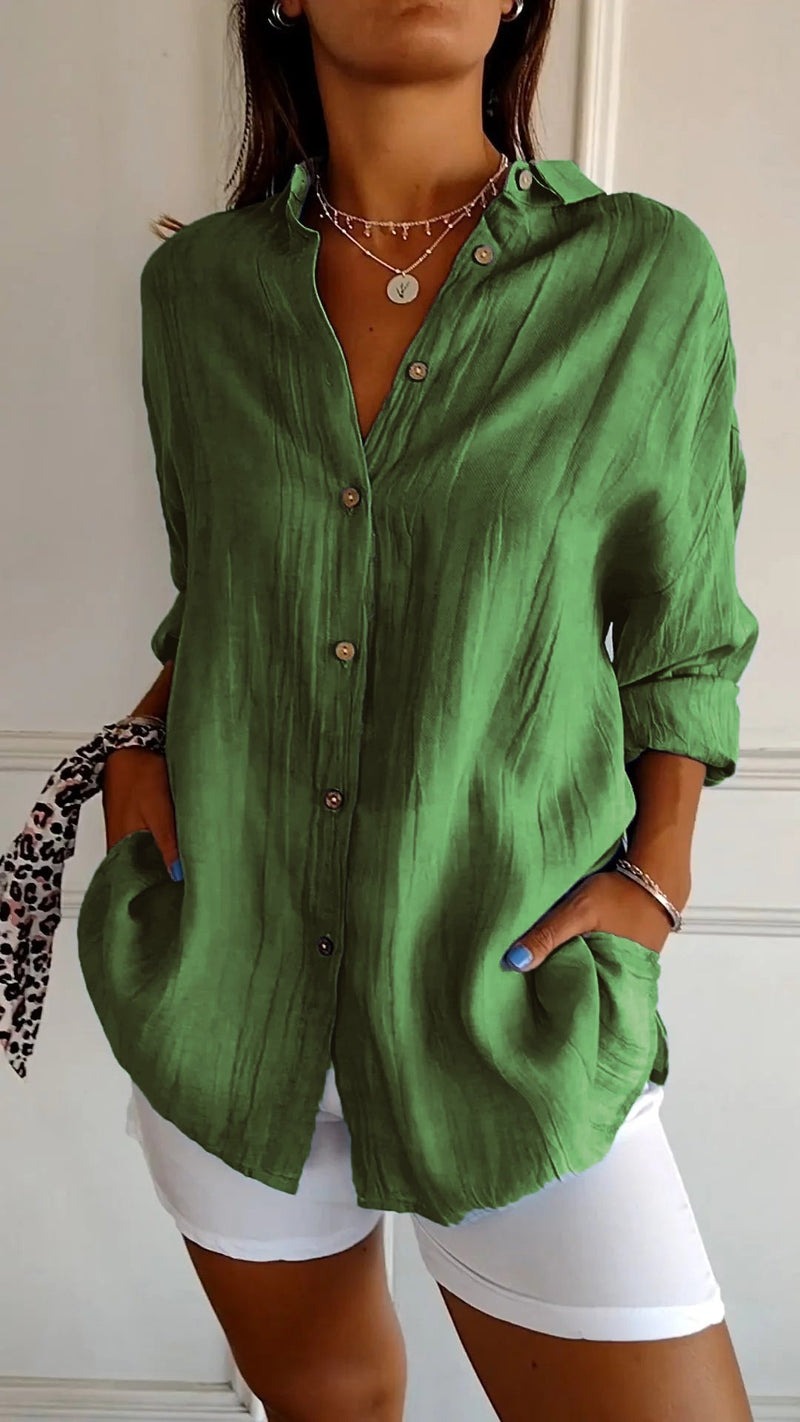 Saskia™ - Elegant skjorte med plisseret frisure