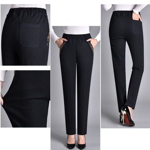 Linda® - Jeans de mujer con bolsillos laterales y cintura elástica