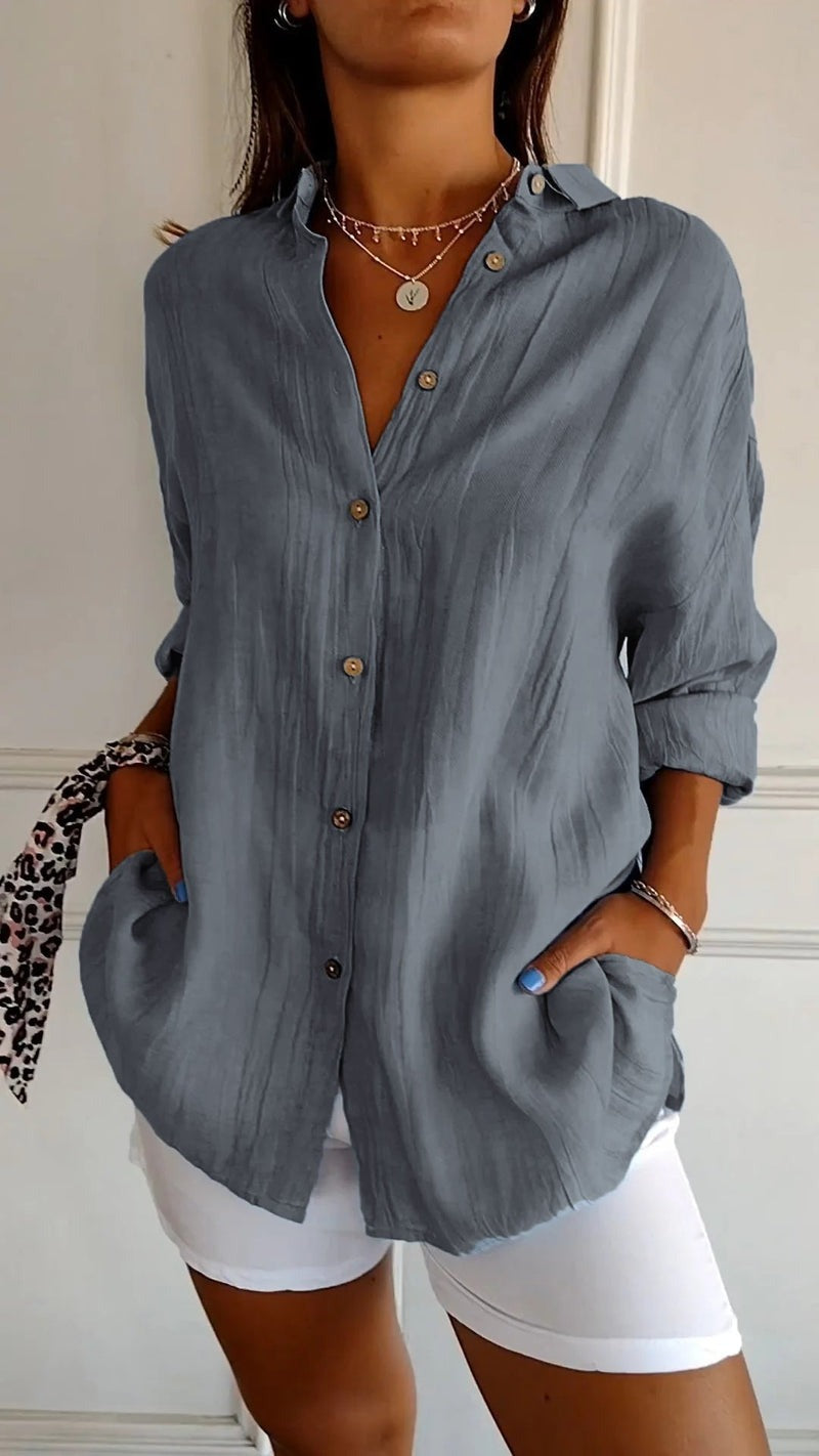 Saskia™ - Elegant skjorte med plisseret frisure