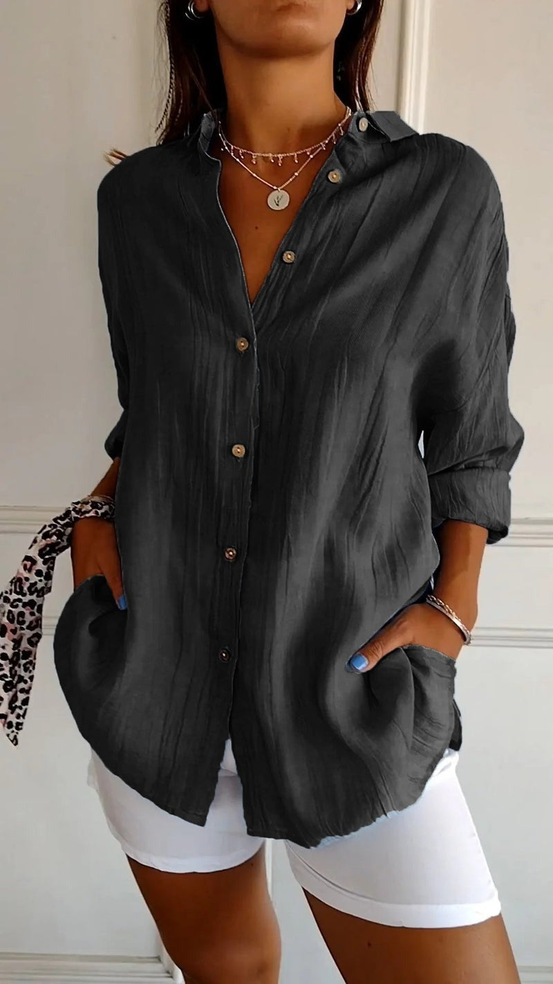 Saskia™ - Elegant skjorte med plisseret frisure