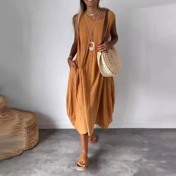 Bille™ - Vestido midi de algodón sin mangas