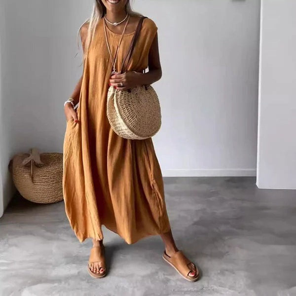 Bille™ - Vestido midi de algodón sin mangas