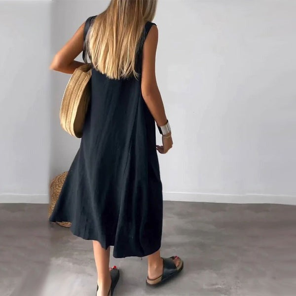 Bille™ - Vestido midi de algodón sin mangas