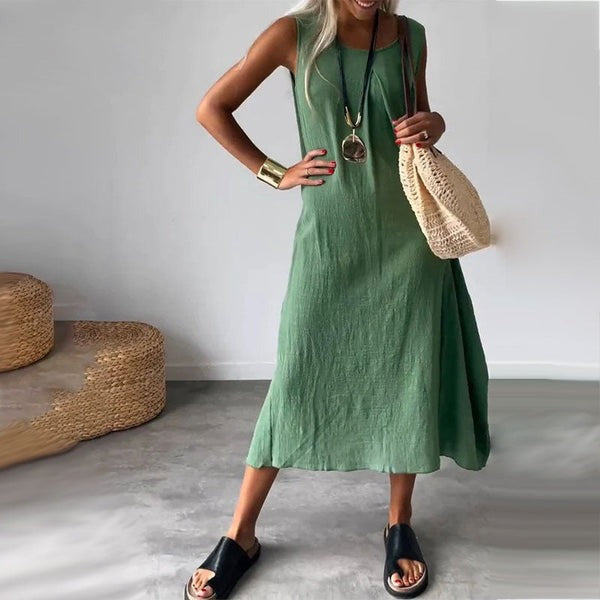 Bille™ - Vestido midi de algodón sin mangas