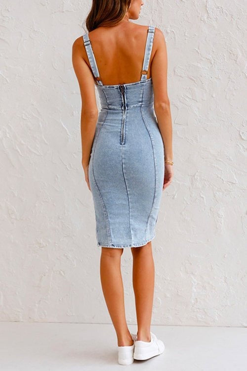 Daisy™ - Denimklänning med justerbara axelband 